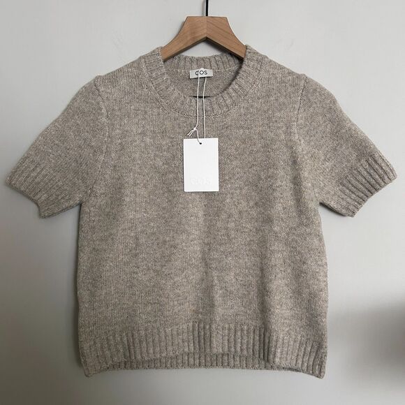 COS Sweaters - COS Alpaca Yak Wool Knit T-Shirt Beige Melange Short Sleeve Sweater NWT
